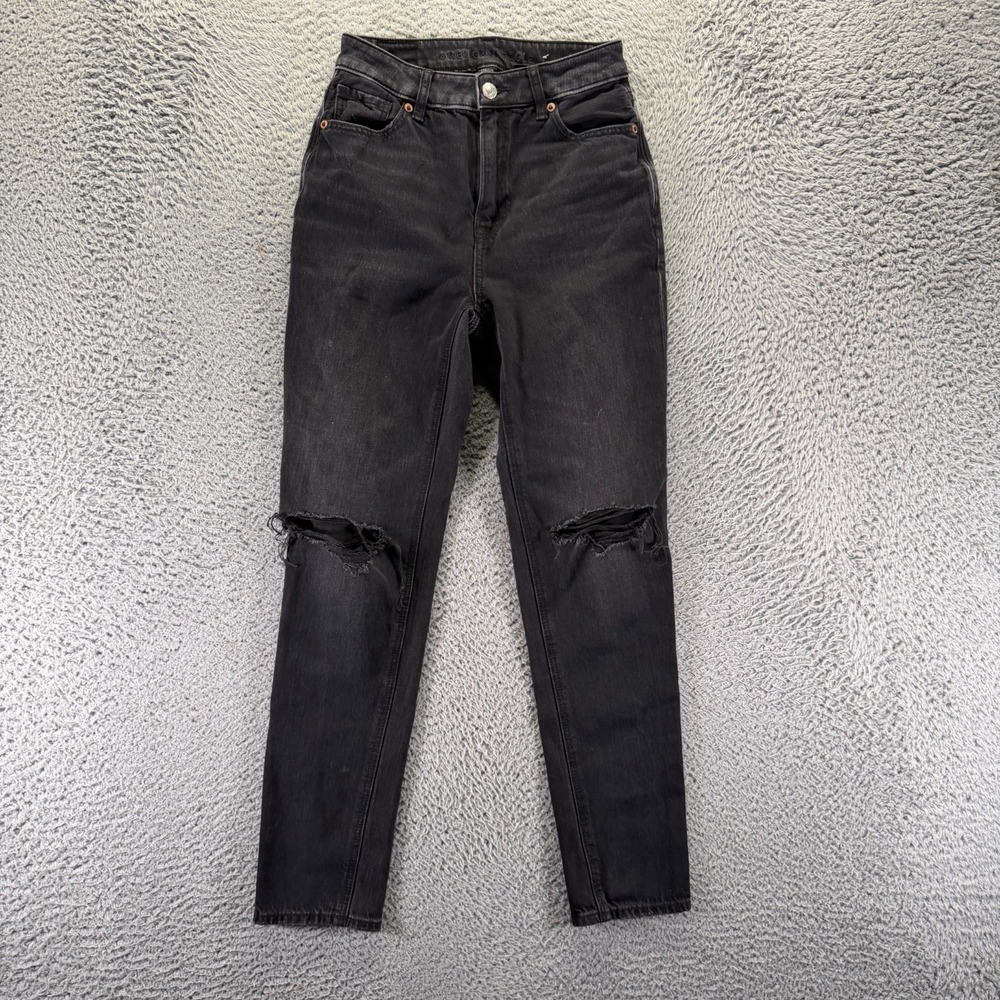 American Eagle Outfitters Strigid Jeans Women 000 Black Denim Mom Skinny Stretch